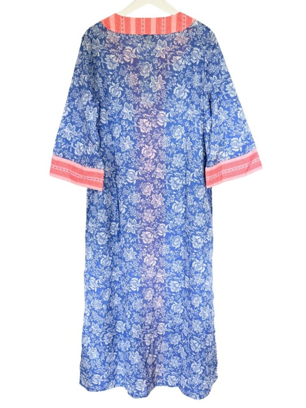 Tuckernuck Blue Chintz Maxi Caftan NWT Size L Cotton Floral Resort Dress - Picture 3 of 6